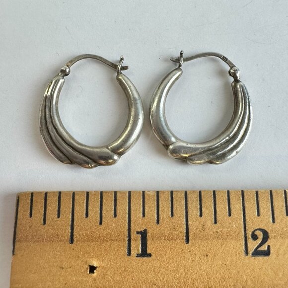 Sterling Silver Hoop Earrings 3/4" - Picture 2 of 4